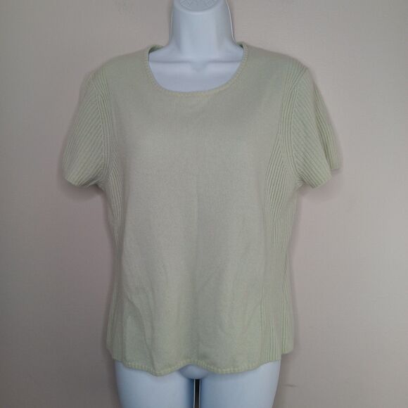 Amour Vert Sweaters - AMOUR VERT Cashmere Sweater Women's XL Sea Green Short Sleeve Quiet Luxury NWOT